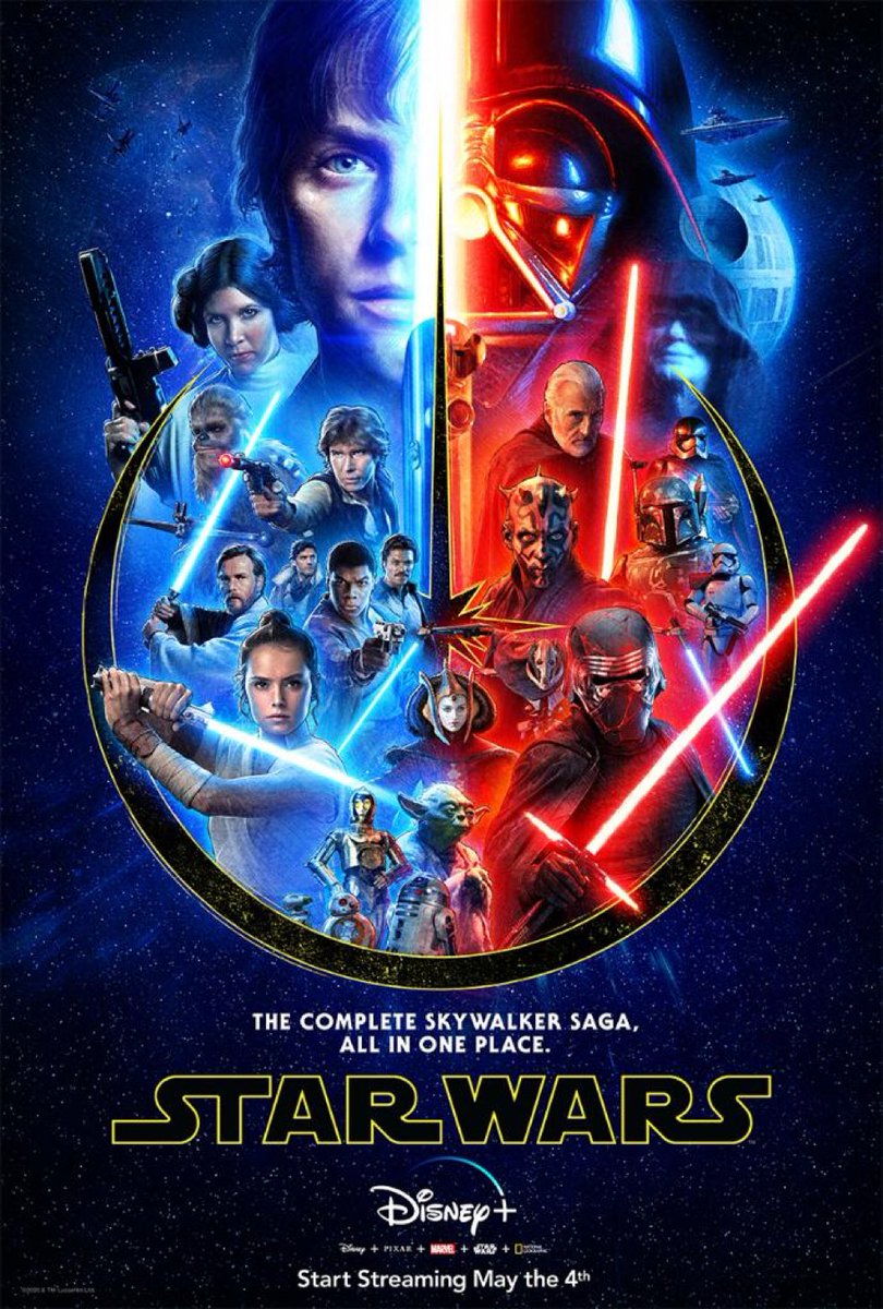 DiscussingFilm's tweet photo. All films from The Skywalker Saga will be available on Disney+ on May the 4th. https://t.co/WqzGExHaIE