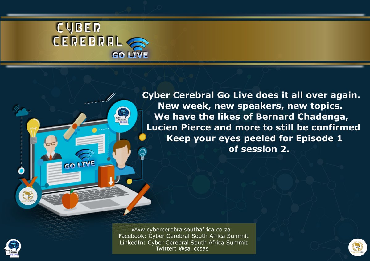 sa_ccsas's tweet photo. Cyber Cerebral Go Live does it all over again. New week, new speakers, new topics. Stay tuned for SESSION 2.
In Partnership with ASCSA
#7EA #CCGoLive #liveworkshops #cybersecure #onlinetraining https://t.co/wEoSpURyo5