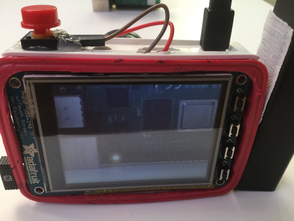 rdhayler's tweet image. I wanted my @Raspberry_Pi High Quality Camera to be as portable as possible so I hacked an official case and added a touch screen and a hot-glued button. Just grab a battery pack and I&apos;m off to take some #ShotOnRaspberryPi photos