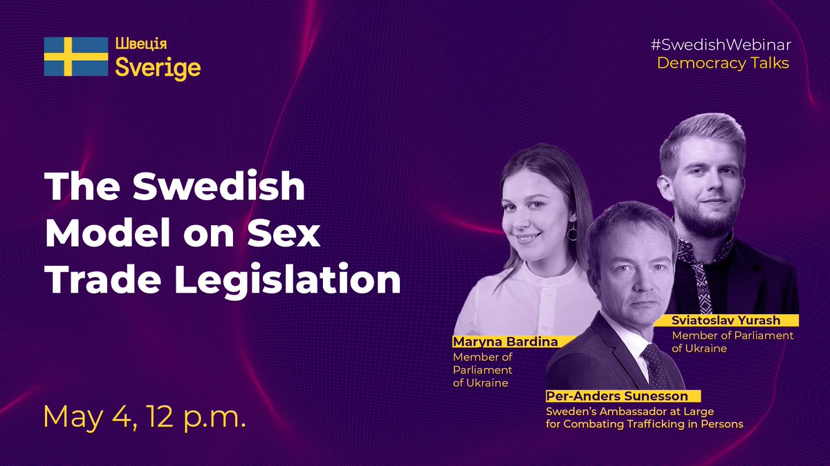 Meet our speakers! 🇸🇪🙌🇺🇦
Will you be joining our webinar on the Swedish model for sex trade legislation on May 4 at 12.00? 

👩‍💻Register here: forms.gle/7WSCw26ujpq96U…

#DriveForDemocracy #DemocracyTalks