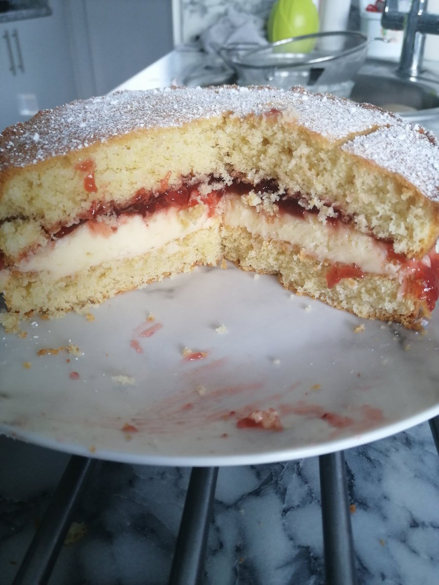 russg's tweet photo. First ever attempt at a #VictoriaSponge The kids are demolishing it! https://t.co/XoS7yJ2MrG