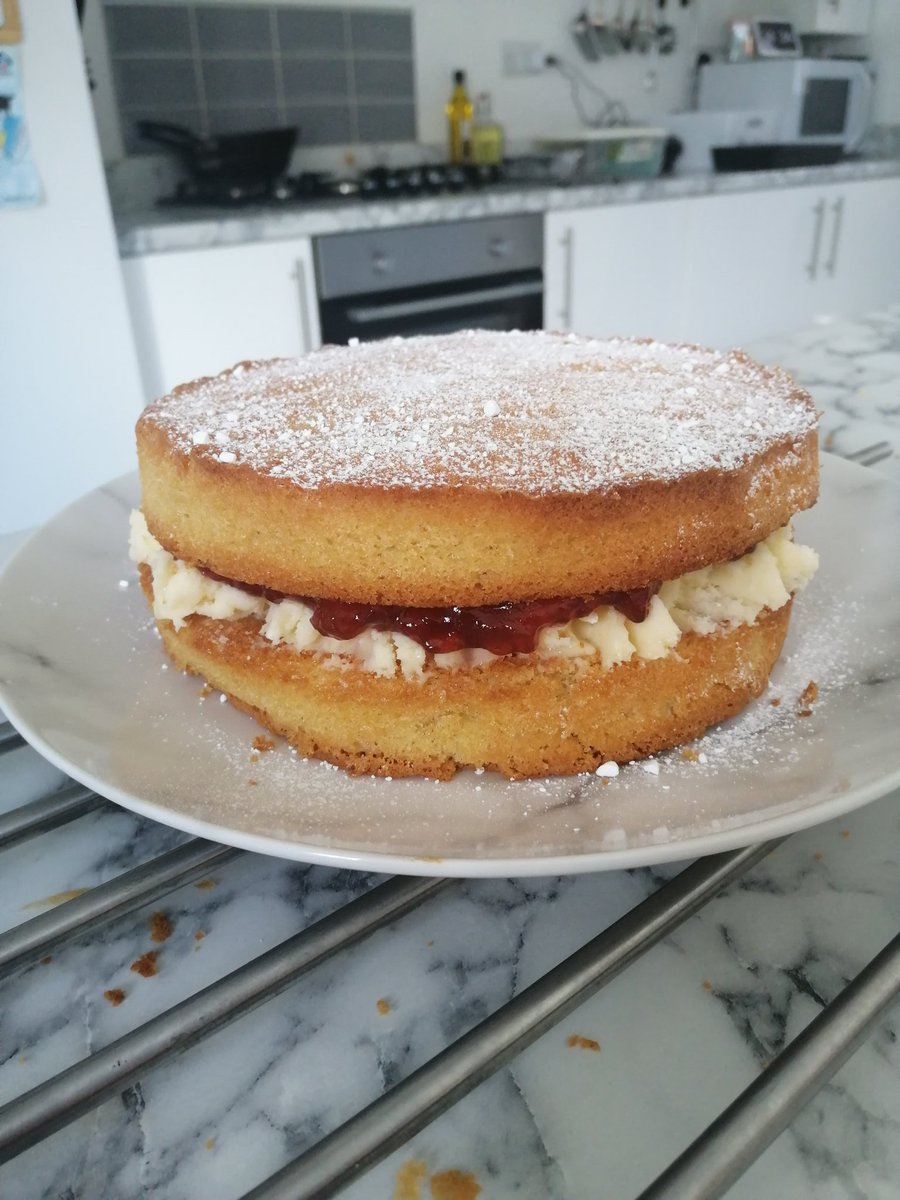 russg's tweet photo. First ever attempt at a #VictoriaSponge The kids are demolishing it! https://t.co/XoS7yJ2MrG