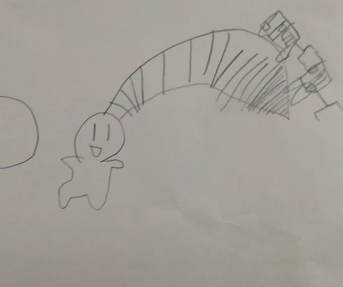 5歳児作
あたまからせんろがはえたしょうちゃん

どうしてこんなことに…!! 