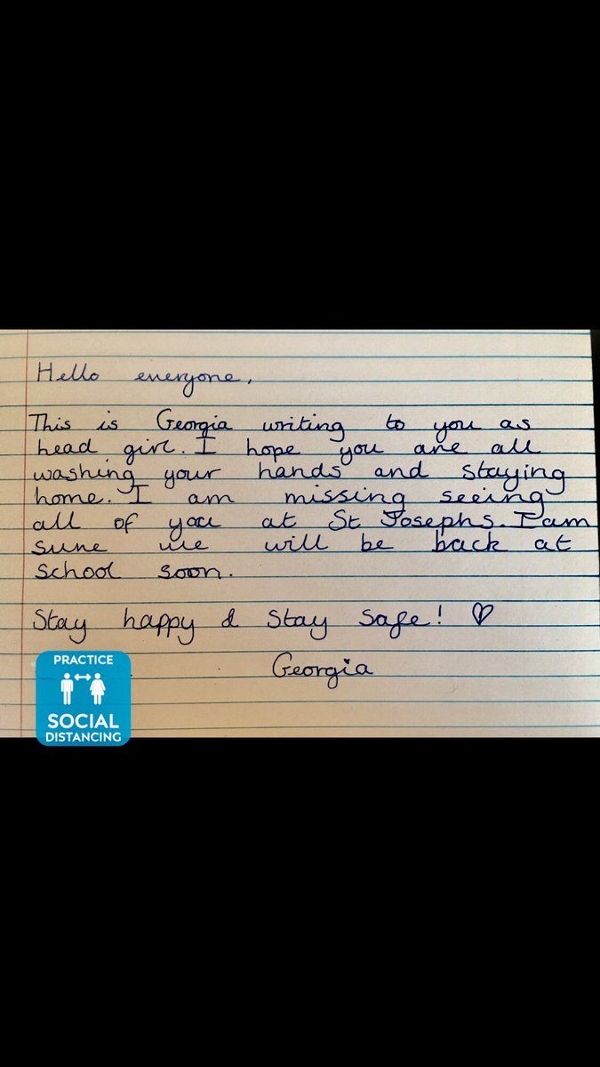 stjosephsbh's tweet photo. Our Head Girl, Georgia, has written a special letter of support to everyone. Thanks Georgia, we are missing you too. Take care https://t.co/iHIwXG57S2