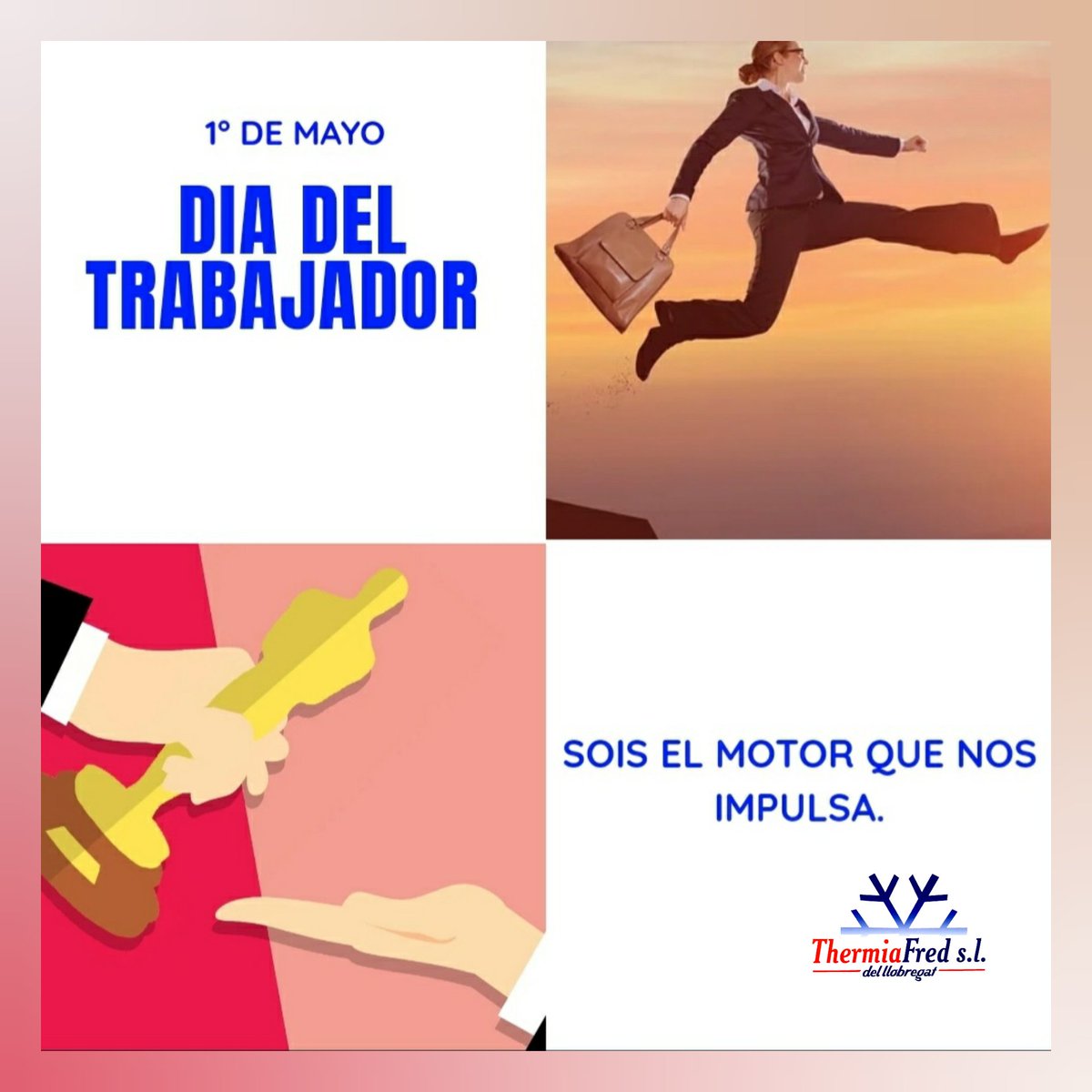 Feliz #diadeltrabajador . Gracias a toda la Familia Thermiafred por vuestro trabajo, dedicación y esfuerzo.Y a todos los  trabajadores de otros sectores que son el motor de esta sociedad.
⠀
#diadeltrabajo #1rodemayo #familia #thermiafred #trabajo #barcelona #estonotienequeparar