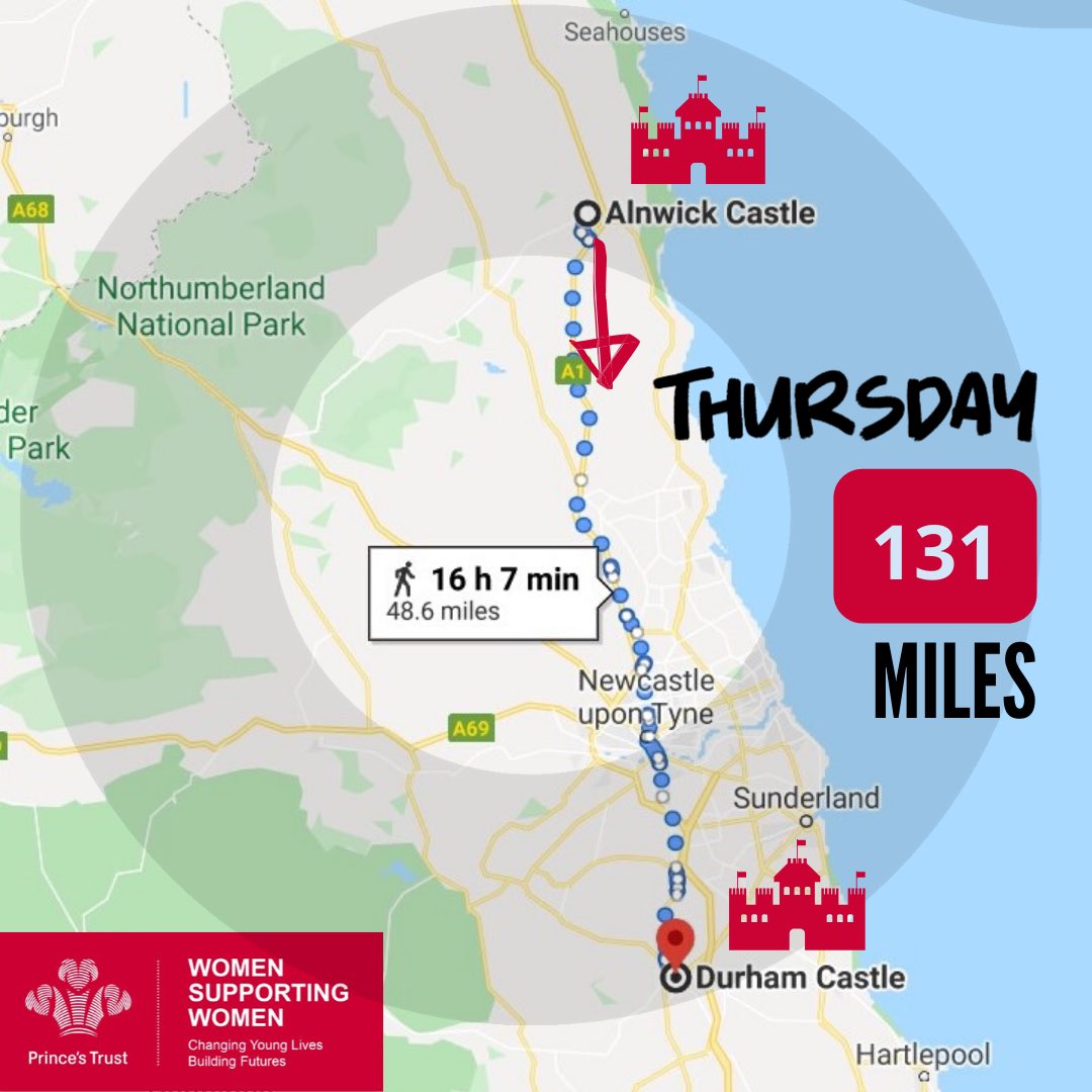 Day 4 - we made it! On day four of our lockdown challenge, we made it back to Alnwick Castle, clocking up 131 miles. We’re still going, and on our way back to Durham. Thanks to those who have sponsored us, donations welcome! #palacetopalace @princestrust @nhscharitiestogether