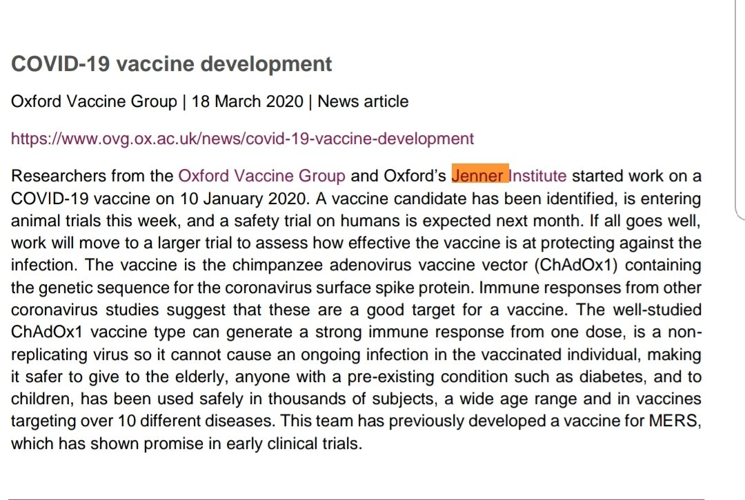 Another Timeline; 10/1/20  #JennerInstitute starts work on the  #SARSCoV2  #vaccine . 29/1/20  #UK has its first patient's test 'Positive' for the  #virus . 19/3/20  #COVID19 is no longer considered a HCID. 23/4/20  #PortonDown  #vaccine trials begin. 