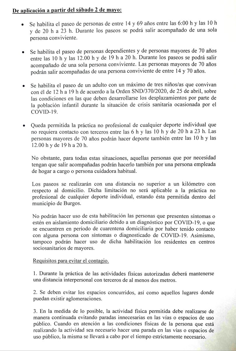 danidelarosa's tweet photo. Esta mañana he dictado un bando 📃 recogiendo las medidas de aplicación al municipio de Burgos en relación a la denominada "fase 0" o fase preliminar, dentro del plan para la transición aprobado por el Gobierno de España y de las órdenes de @sanidadgob publicadas hoy en el B.O.E. https://t.co/57exUDRVrj