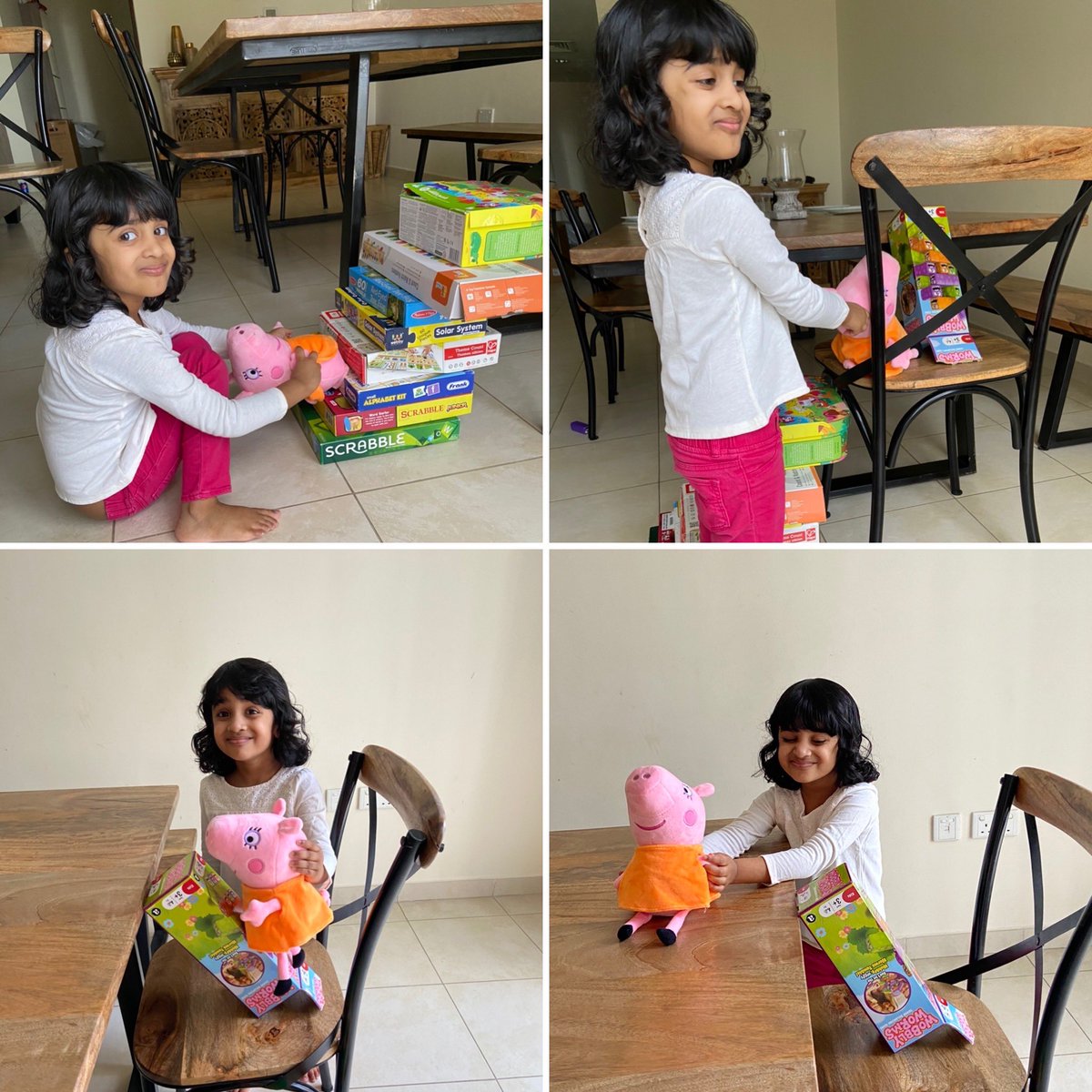 Aria enjoyed this STEAM activity thoroughly; how to move Mummy Pig from the floor to the table. After failing to do so with books and jenga blocks she finally succeeded with boxes! ⁦<a href="/26Dakshamehta/">Daksha</a>⁩ ⁦<a href="/KNargish/">Nargish Khambatta</a>⁩ ⁦<a href="/senresh/">Reshma Borkar Fernandez</a>⁩ ⁦<a href="/kg_gma/">GMAKG</a>⁩ ⁦<a href="/DxbModern/">GEMS Modern Academy</a>⁩