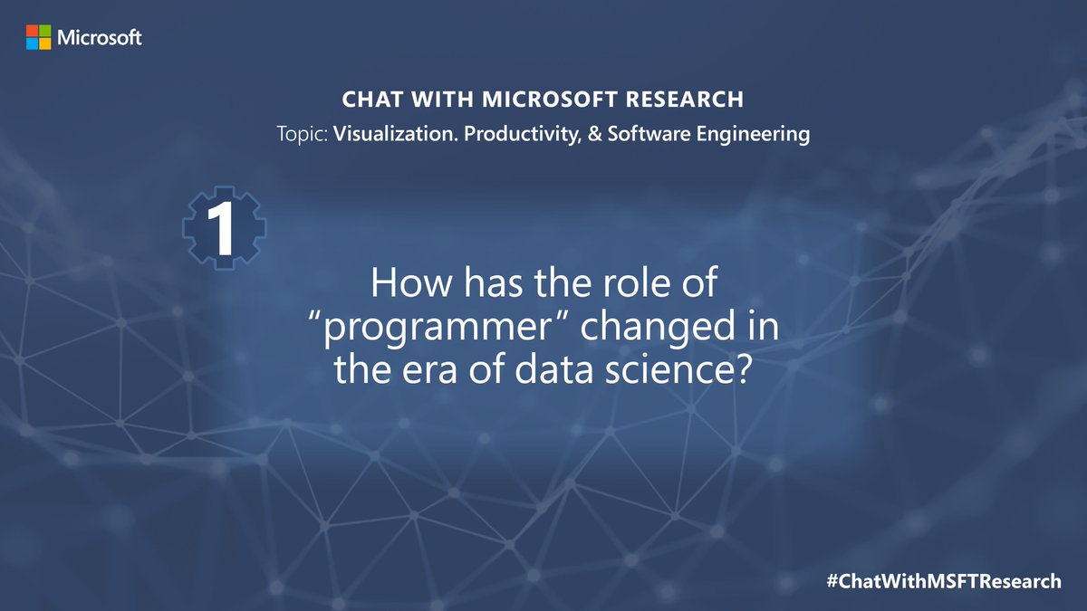 MSFTResearch's tweet photo. Question 1: How has the role of “programmer” changed in the era of data science?
#ChatWithMSFTResearch https://t.co/d4IfzMo81W