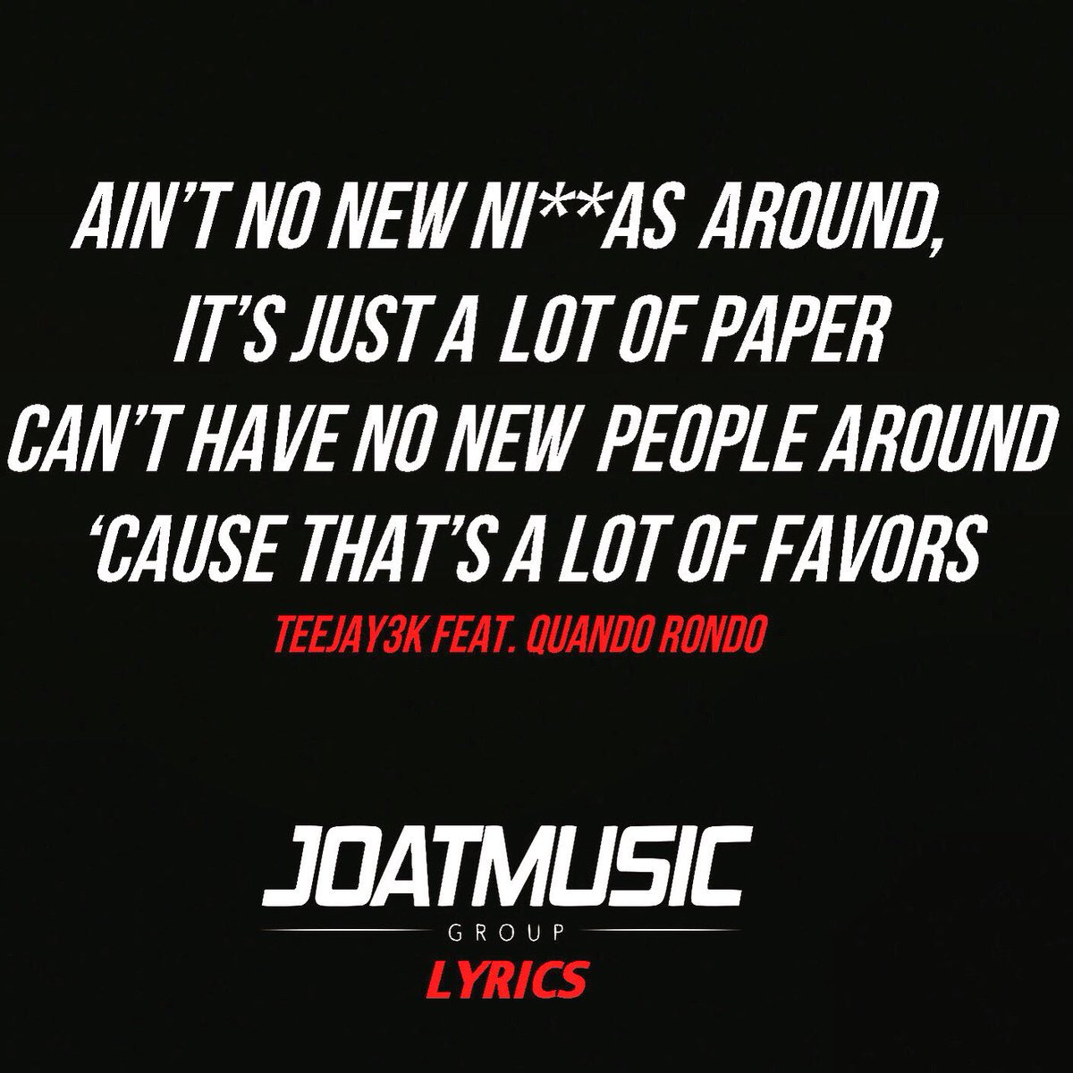JOATMusicGroup's tweet photo. @Teejay_3k - No Friends feat. @quando_rondo https://t.co/5rHMDJFe2M
