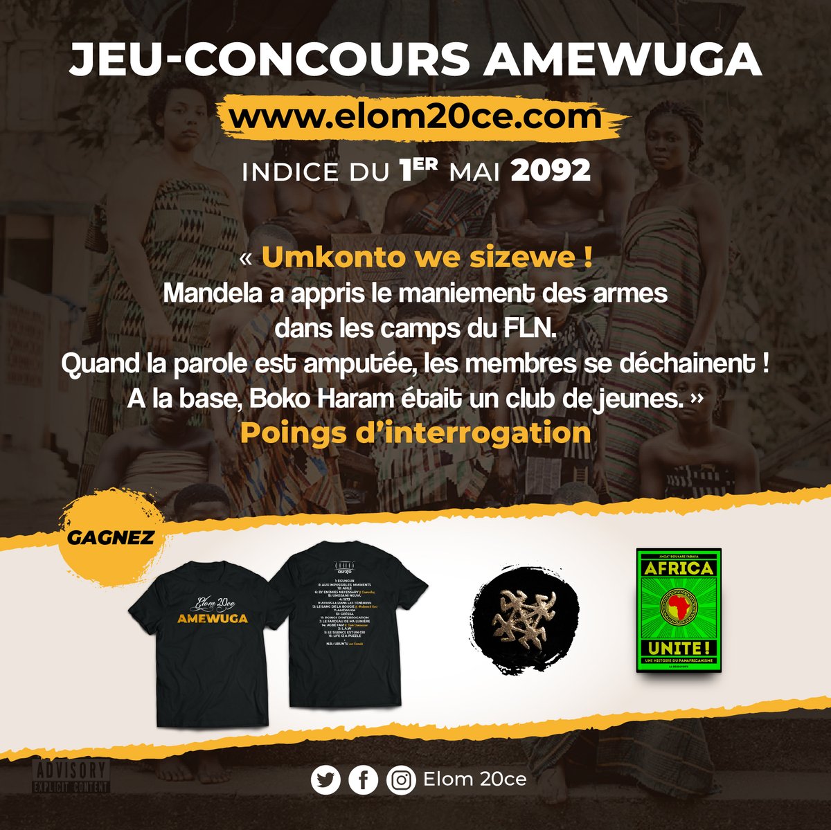 Elom20ce's tweet photo. 🌹 #JeuConcoursAMEWUGA Round 1 ! RDV sur https://t.co/kPcp6WyUEP à 10 H GMT pour les questions.  Réponses dim. à 10H GMT.

🔴 1er Prix : Africa Unite ! Une histoire du panafricanisme;

🔴 2ème Prix : Bague;

🔴 3ème Prix : T-shirt AMEWUGA.

#AMEWUGA ! It's more than Music ! https://t.co/JKSboQBCb2