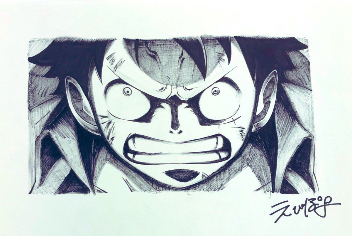 えびぽよ 過去絵ですが One Pieceよりルフィを 100均のなまえペンで描きました 艸 ジャンプイラスト祭り ワンピース モンキー D ルフィ