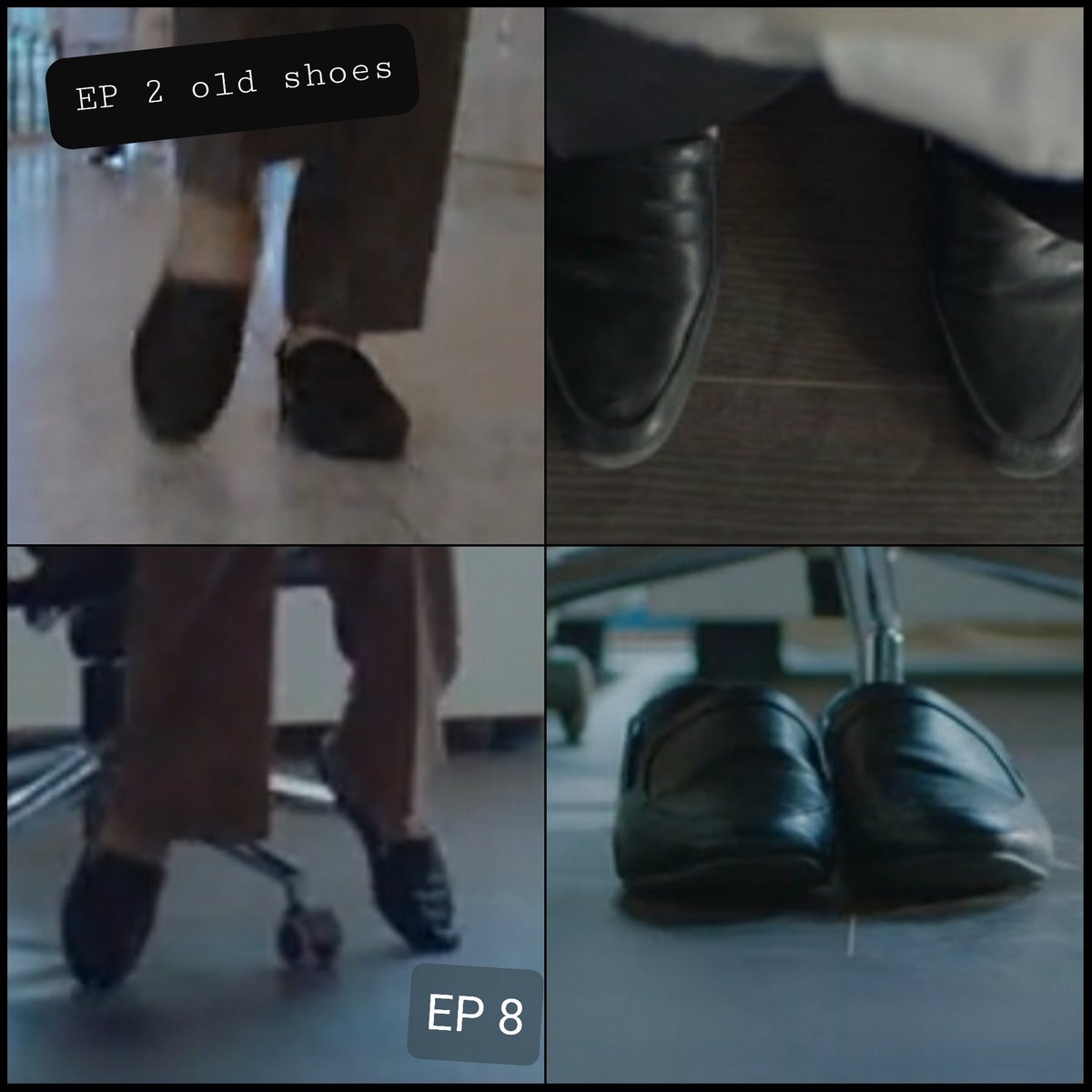 • Small detail • Song Hwa shoes. Btw, I really tried to compare & The shoes Song Hwa wearing on EP 8 is her old shoes. ( Does it really mean chihong dont have a chance?), why she still use the crunchie ikjun gave from 20yrs ago ? #HospitalPlaylist