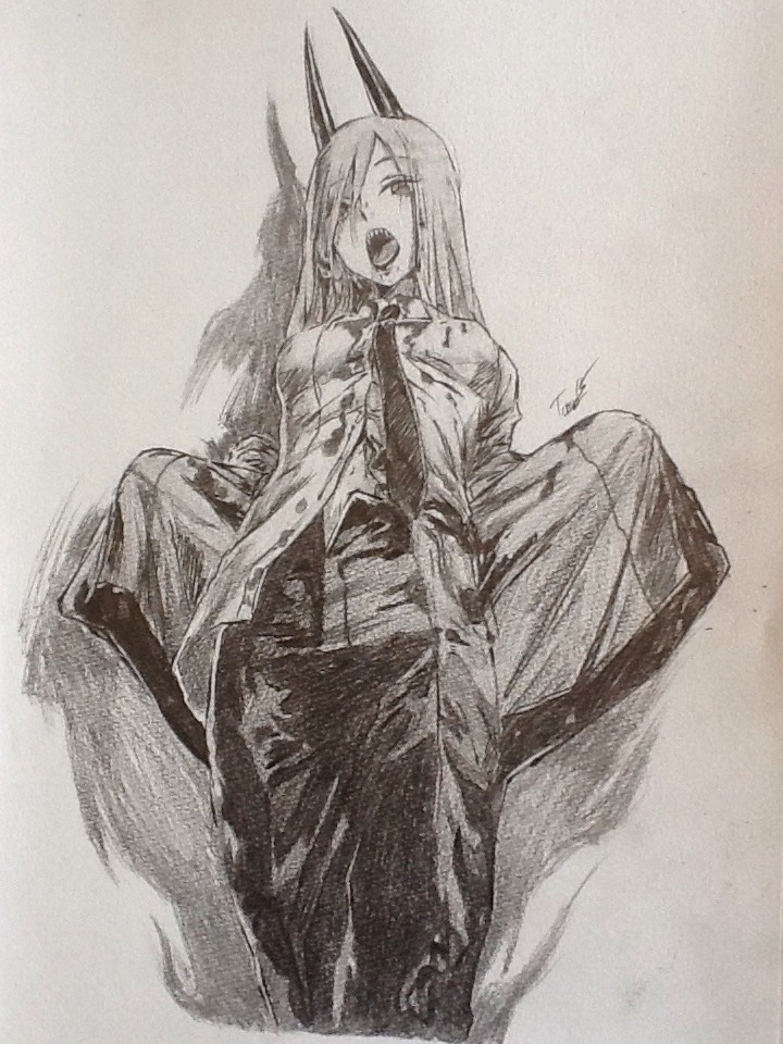 チェンソーマン パワー描いたzzzzzzz 模写 ジャンプイラスト祭り チェンソーマン Tomoのイラスト