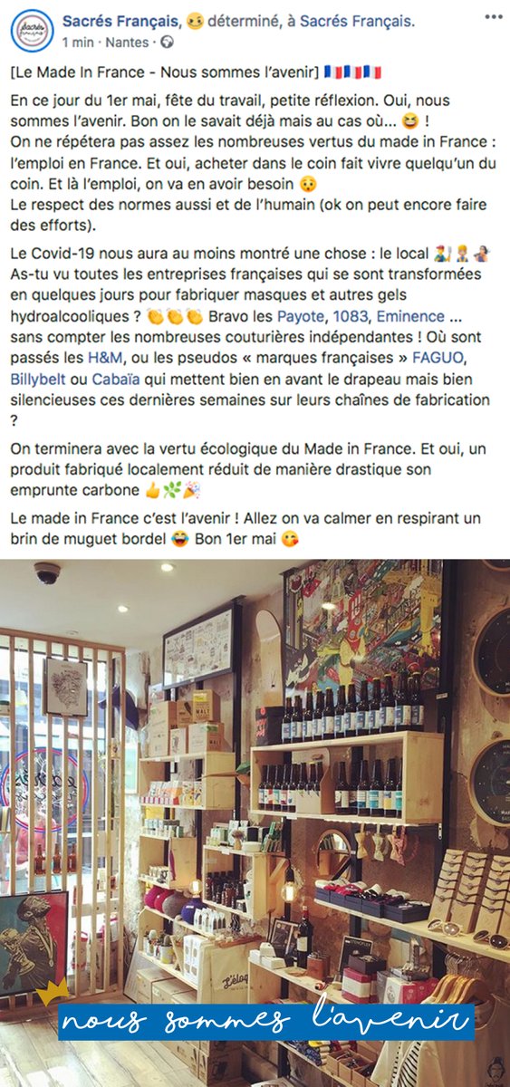 Cocoricool's tweet photo. [Le Made In France - Nous sommes l’avenir] 🇫🇷🇫🇷🇫🇷
Petit manifeste en ce jour de la fête du travail 😉

#madeinfrance #fabriquéenfrance #bleublancrouge #MIF #petitcommerce #commerçant #cocoricool #1ermai #fetedutravail @DucheminRapha @europe1presse @Antho_Vitorino @CCLF_SudRadio https://t.co/AryUuLNHyg