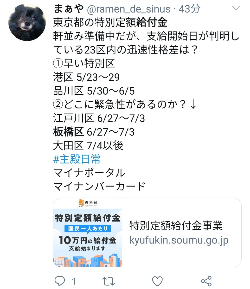 特別 定額 給付 金 板橋 区