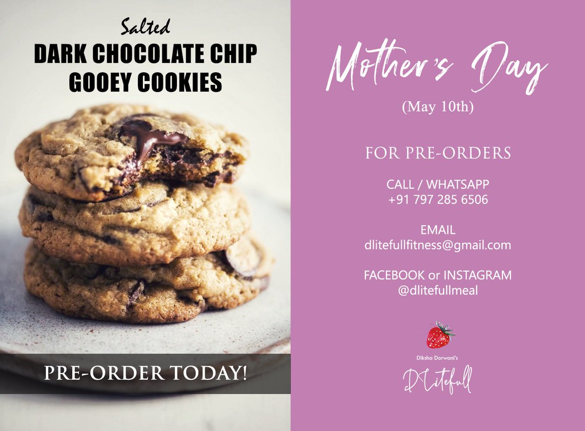 MOTHER'S DAY SPECIAL: SALTED DARK CHOCOLATE CHIP GOOEY COOKIES

Pre-order your gift of health with love... 

#mothersday #preorder #giftmothersday #cookies #saltedcookies #gooeycookies #chocolatechipcookies #darkchocolate #keto #ketodiet #ketobakery #ketobakes #ketobakerypune