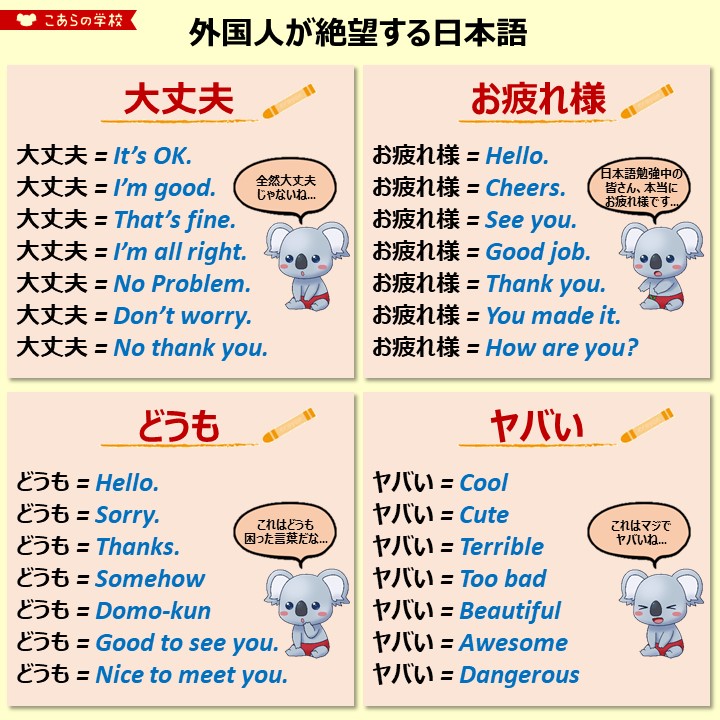 こあたん こあらの学校 ٹوئٹر پر 外国人が絶望する日本語