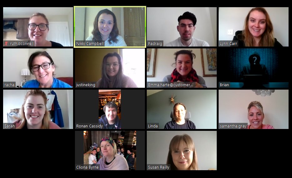 IrishShoppers's tweet photo. Catch up with the team on Workplace Wellbeing Day. We had a zoom call for a catch up a quiz and a laugh. :) #workplacewellbeing #WorkWell20  #TogetherApart #socialdistancing #workfromhome #staysafe https://t.co/wfwo2YkVbW