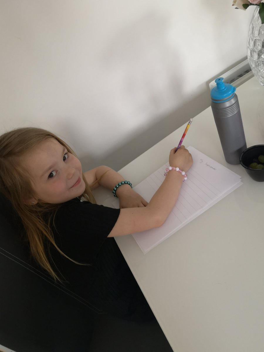 McallSteph's tweet photo. We've not done much writing the past week, so a little story done this morning, with zero help from me 👍 #greenrigglearningathome https://t.co/il9RIUphoF