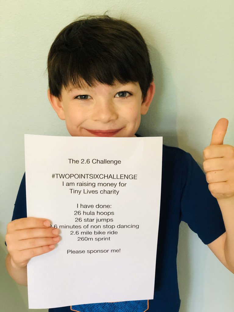 HandwrittenHols's tweet photo. @JonnyWilkinson @TinyLivesTrust Jonny your post on the #twopointsixchallenge website inspired my six year old, Leon, to do his own fundraising for @TinyLivesTrust. He’s smashed his £260 target which is now up to £450! https://t.co/aXyJSah9FT
