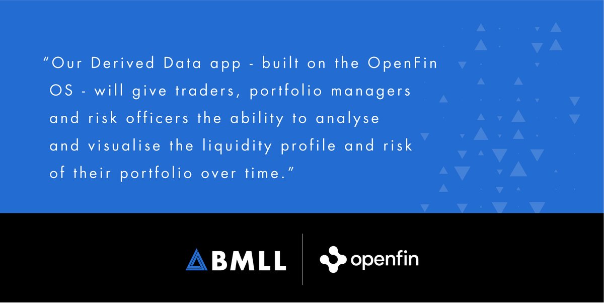 bmlltech's tweet photo. Our Derived Data desktop app will be be available via @openfintech, fully interoperable with other third-party applications built on the #OpenFin OS and easy to integrate into existing client workflows https://t.co/iy4VJjnzzB #data #analytics #interoperability https://t.co/0P29UeMm1j