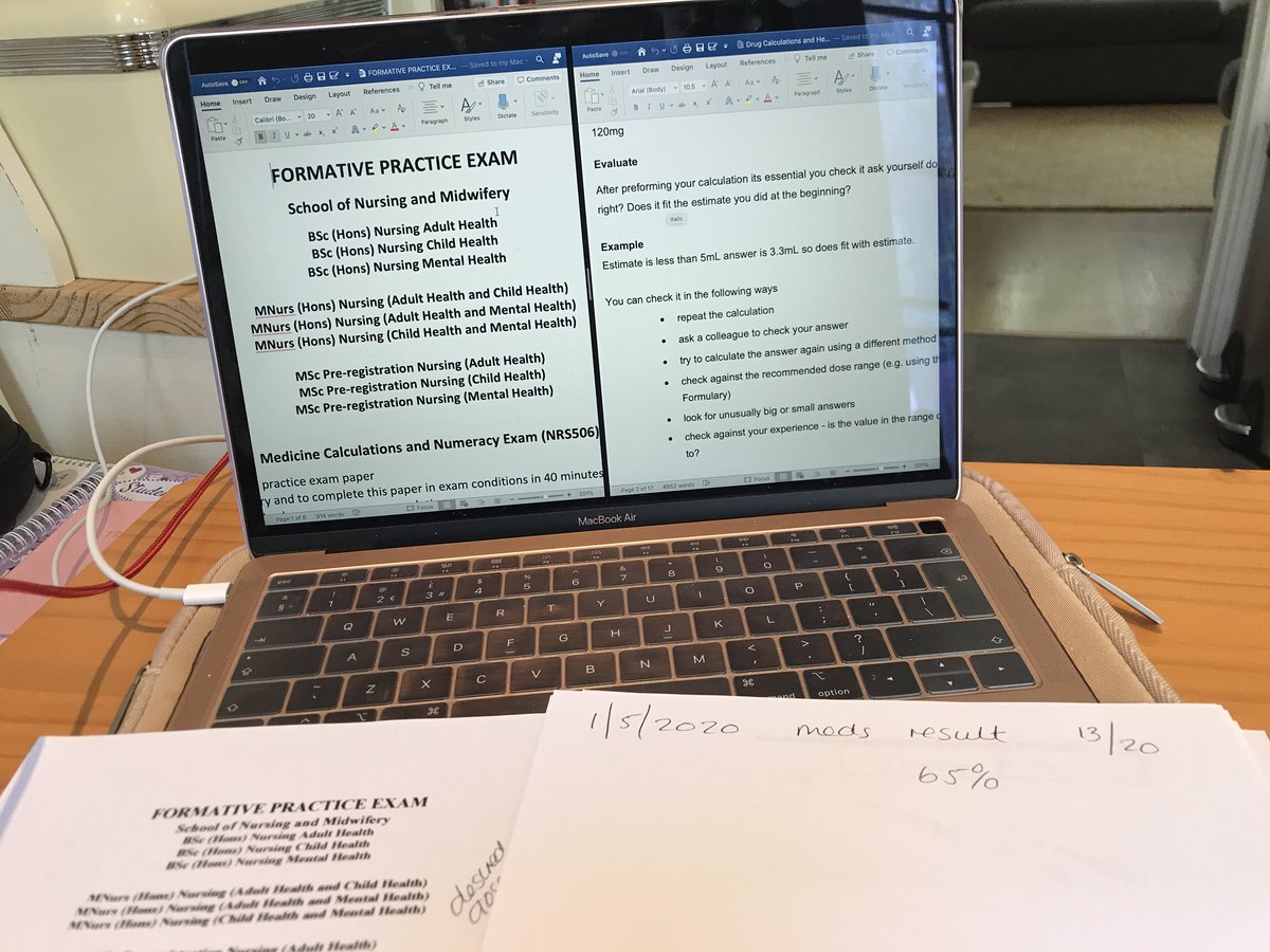 tj66spencer's tweet photo. #NRS506 #DevelopingNursingPractice  #medsexamprep. Not to shabby for my 1st attempt 65% #workinprogress @PlymUni https://t.co/C1g1Q7qAkn