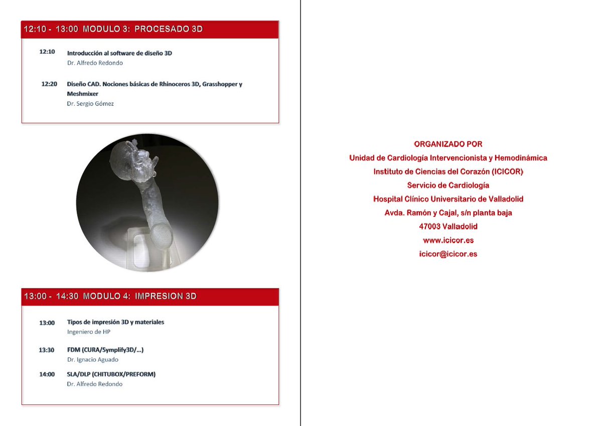 Ignacio J. Amat (@ignamatsant) on Twitter photo Curso Vall’Academy de IMPRESIÓN 3D en Cardiología❤️28 de mayo con
⬆️ <a href="/AlfredoRedondoD/">Alfredo Redondo</a> ⬆️
#Inscripción gratuita a traves de: bvelasco@icicor.es
#Losmejoresexpertos
#Software online para inscritos y #TransmisionEnVivo por YouTube
<a href="/TAVRBot/">TAVR Bot</a> <a href="/PCRonline/">PCRonline 🫀</a> <a href="/secardiologia/">Soc Esp Cardiología</a> <a href="/shci_sec/">ACI-SEC: Hemodinamica</a> Curso Vall’Academy de IMPRESIÓN 3D en Cardiología❤️28 de mayo con
⬆️ <a href="/AlfredoRedondoD/">Alfredo Redondo</a> ⬆️
#Inscripción gratuita a traves de: bvelasco@icicor.es
#Losmejoresexpertos
#Software online para inscritos y #TransmisionEnVivo por YouTube
<a href="/TAVRBot/">TAVR Bot</a> <a href="/PCRonline/">PCRonline 🫀</a> <a href="/secardiologia/">Soc Esp Cardiología</a> <a href="/shci_sec/">ACI-SEC: Hemodinamica</a>