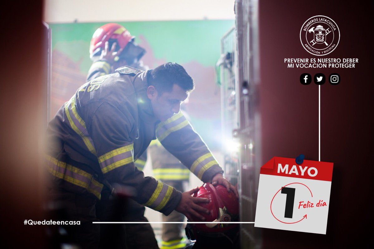 Hoy más que nunca conmemoramos el dia del trabajo, agradeciendo a nuestros héroes Bomberos, que arriesgan sus vidas, saliendo, para que tu te quedes a salvo en casa! 🚨🚒 👨‍🚒👩‍🚒 #BomberosLatacunga #QuedateEnCasa  #DiaDelTrabajo #PrimeroDeMayo #SeguridadLatacunga