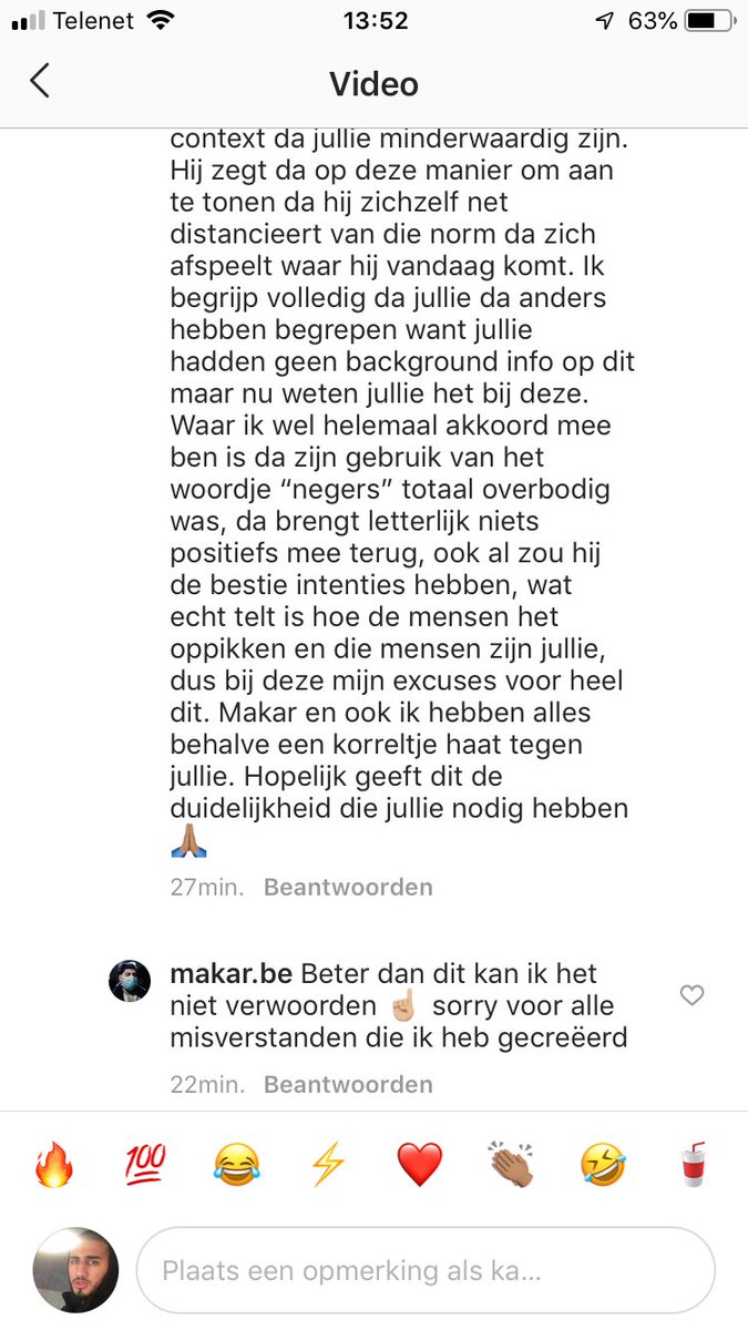 makar_be's tweet photo. Heel deze situatie is een misverstand. Maar da neemt niets weg van da ik een zware fout heb gemaakt, ik besefte niet hoe onrespectvol ik was. Al waren mijn intenties positief, ik moest da absoluut niet zo verwoorden. Mijn oprechte excuses naar jullie allemaal https://t.co/xc8pGuz7MX