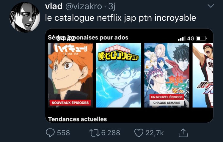 Génération Netflix:-Pourrissent toutes les commus de l’intérieur -Composée à 75% de meufs qui veulent se donner un air «en regardant des mangas»-Lisent aucun manga,car «c’est nul de lire, anime > manga»-Sont à l’origine des grosses zumbas pour Netflix sur Twitter