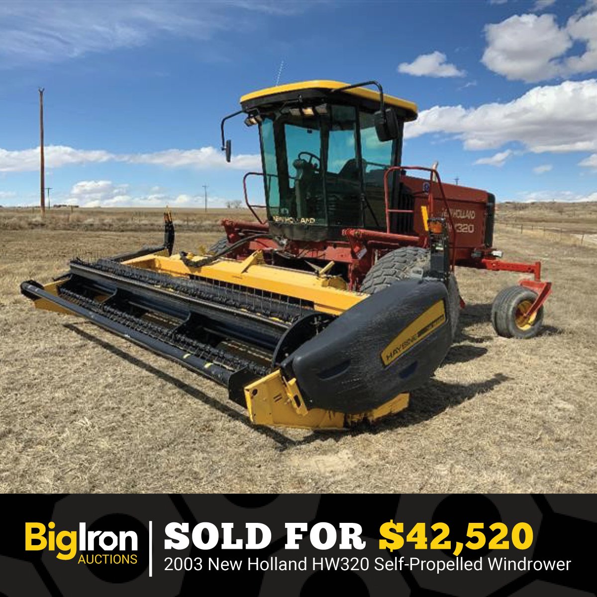 BigIronAuctions's tweet image. Auction Highlights: This 2003 New Holland HW320 Self-Propelled Windrower in Wyoming sold for $42,520 on a recent BigIron online auction. For help selling your own equipment call us at 1-800-937-3558 or visit bigiron.com. #windrower #equipment #farm #auction #bigiron