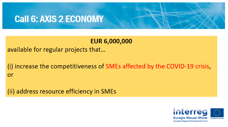 InterregEMR's tweet photo. Also @InterregEMR makes funds available to address the #COVID19 crisis in the #DE #NL #BE border area. #Crossborder projects addressing the #competitiveness of #SMEs affected by the crisis can apply under #Call6! @EUinmyRegion @Interreg_eu https://t.co/HTuDtHSSJD