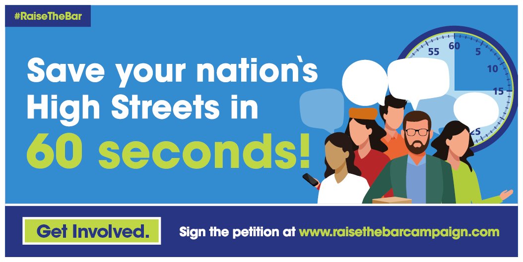 60 seconds of your time to sign a petition that could save 100,000+ local businesses from disappearing forever. Please help us simply #raisethebar to increase the threshold on the Rateable Value to save your local #pub #cafe #restaurant #bar #shop #saveourvenues