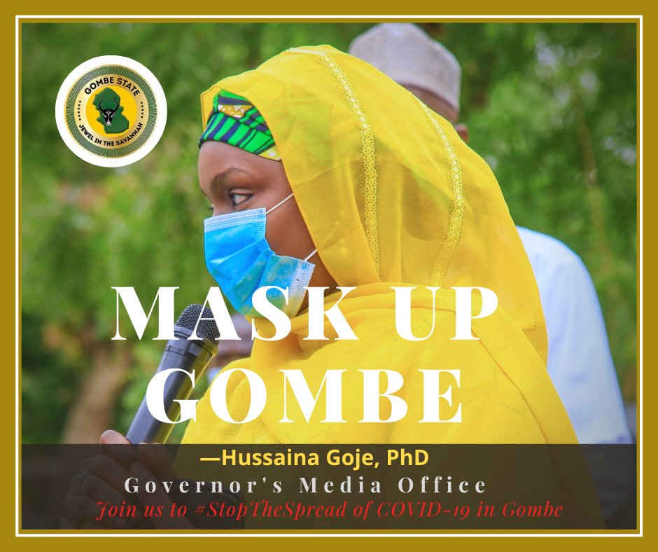 InuwaMedia's tweet photo. Honorable Commissioner of Environment &amp; Forest Resources (@MEFRGombe) Dr @GojeHussaina has joined #MaskUpGombe awareness campaign, with aimed at curbing the Spread of #COVID19 in the state. #StopTheSpread #StaySafe #StayHome #SocialDistancing https://t.co/nIXWwT9AtY