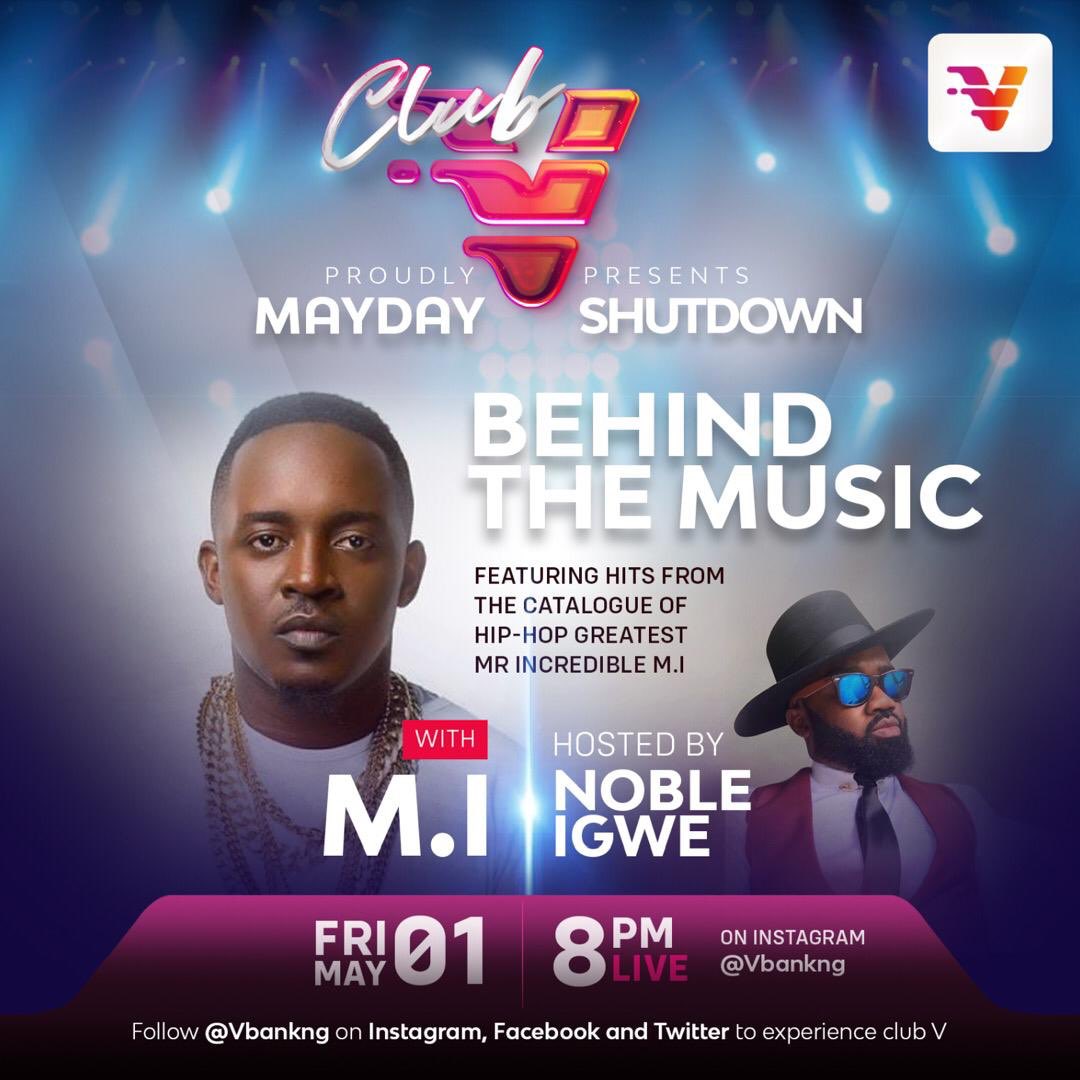 vbankng's tweet image. Are you a fan of the greatest rapper in Africa? Even if you’re not, still come witness greatness tonight live on V with the one and only @MI_Abaga.

At #ClubV, MI will be showing us why we all love him so much, with some of the greatest hits we know.
 
#BankWithV ##VbyVFD