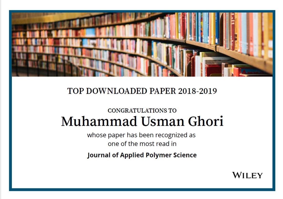 drusmanghori's tweet photo. Pleased to see our manuscript is among the most read in @JPolymSci @WileyPolymers 
Congratulations to all the authors for splendid work, a PROUD moment indeed. 
@WeLoveResearch @HudSAS @HuddersfieldUni @HuddersfieldInt @HudUniPress 
👇👇 open access
https://t.co/6GFISrqcgx https://t.co/xMC14G6S8N