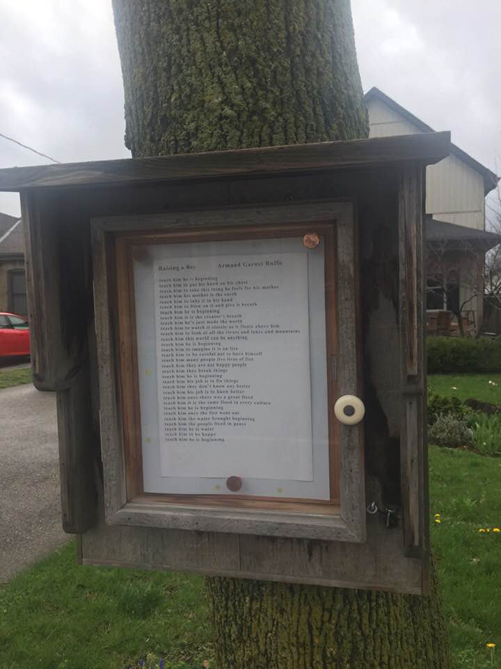 quittyprickly's tweet photo. Now on the #poetree... Raising a Boy by @Turning_Sky.  Lots of peeps in the hood seem to like this one! My own boy is sixteen... I hope I am doing him right.  #poetry https://t.co/SEtCKy0wxy