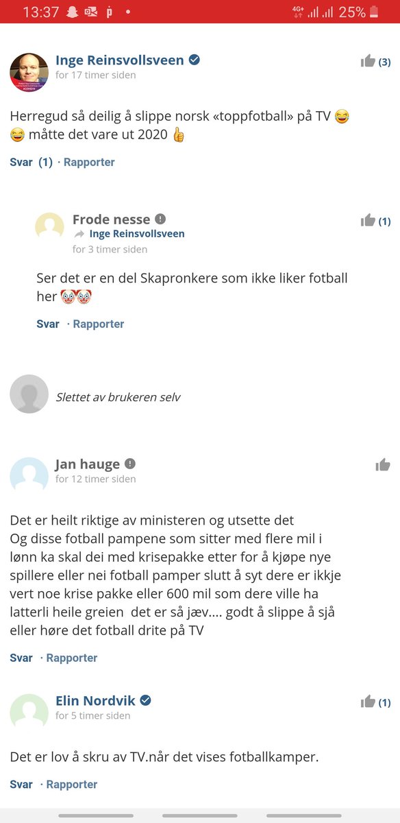 kommentarfeltet under <a href="/BA_no/">Bergensavisen</a> sin artikkel kryr av mennesker uten av-knapp på Tv'en. Fascinerende tankegang🤓