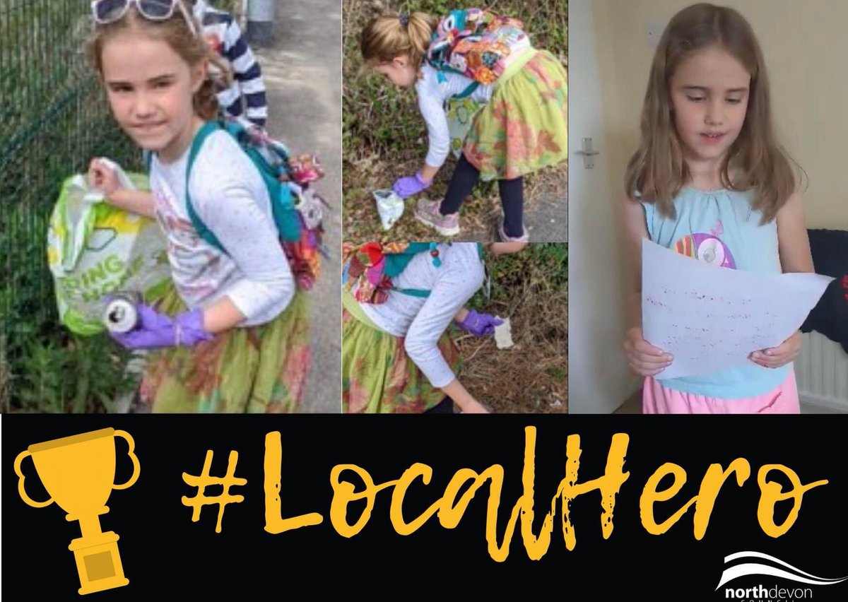 We wanted to share with you another #LocalHero!

Layla is currently working towards her 'speaking out' badge for Brownies. She loves wildlife and the environment and has decided to start litter picking whilst doing her daily exercise with her mum around Braunton. 

You’re a star!
