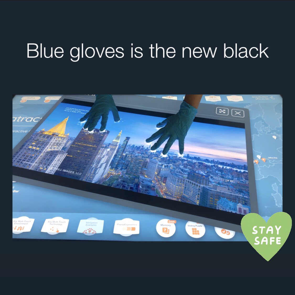 immensive_sa's tweet image. Multitouch is not dead 😎 #Covid_19 #interactivescreen #glovesarefashion
