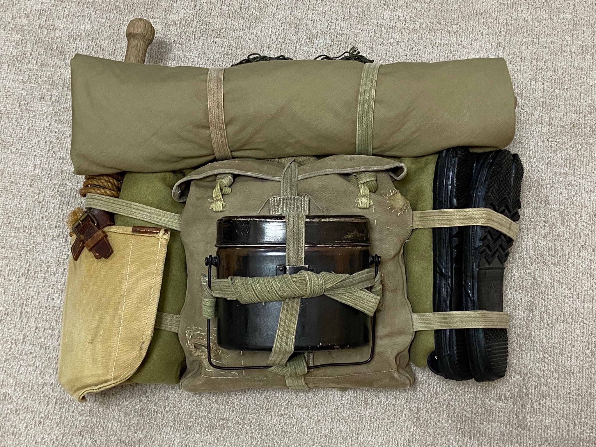 日本軍 日本陸軍 蛸足背嚢 九九式背嚢 精密復刻版➕飯盒・ウール毛布