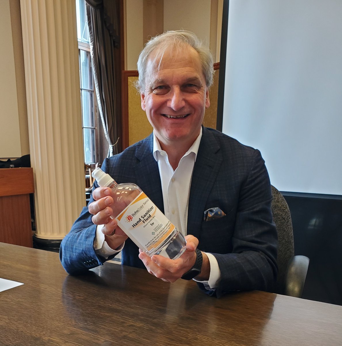 Amazing - Rick Duha <a href="/emericduha/">Rick Duha Sr.</a> <a href="/DuhaGroup/">Duha Group</a> and Dennis Froom from Border Ridge Trucking. 2 companies came together - Dennis had the ethanol &amp; Rick can make it into sanitizer &amp; bottle. Then they decided to donate all proceeds to <a href="/HSCFoundation/">HSC Foundation</a> Bravo! 👏duhacovidrelief.com/products/borde…