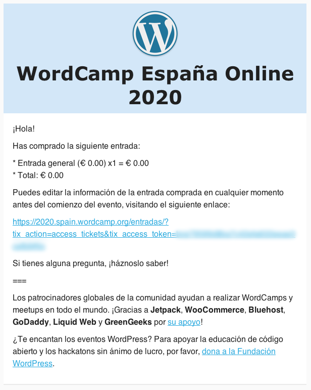 contacto_visual's tweet photo. Yuhu ! Ya tengo mi entrada para la #WCES de este año! Espero coincidir virtualmente con @pablomoratinos, @fernandot, @TomyCant y otros grandes de la #comunidad #WordPress https://t.co/Qjx1A0pqsf