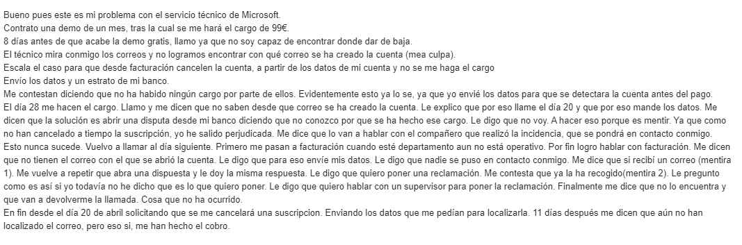 Makearting1's tweet photo. @consumidores  Pues esto es lo que me ha pasado con @MicrosoftES . Te mienten, te pasan de un departamento a otro y sales perjudicado #DiaDelTrabajador #DiaDelTrabajo https://t.co/neVRKeBEcE