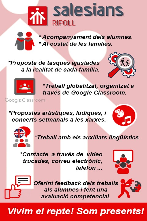 Actuacions de Salesians Ripoll en aquest 3r trimestre de treball a distància. #vivimelrepte