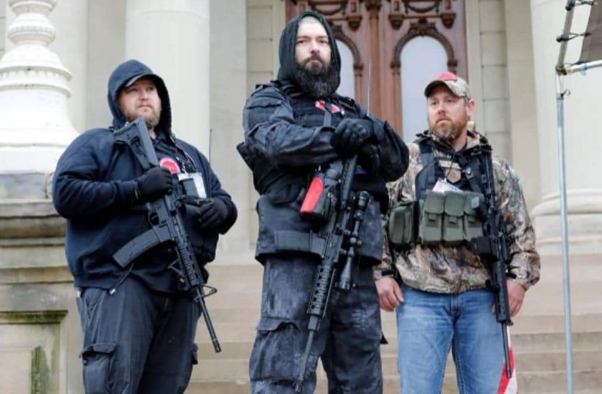 yoruguaenusa's tweet photo. This is not a civil disobedience or pacifist protest. This is clearly terrorism.
#MichiganProtesters
#LockThemAllUp
#michiganTerrorist https://t.co/2PwLSRabPM