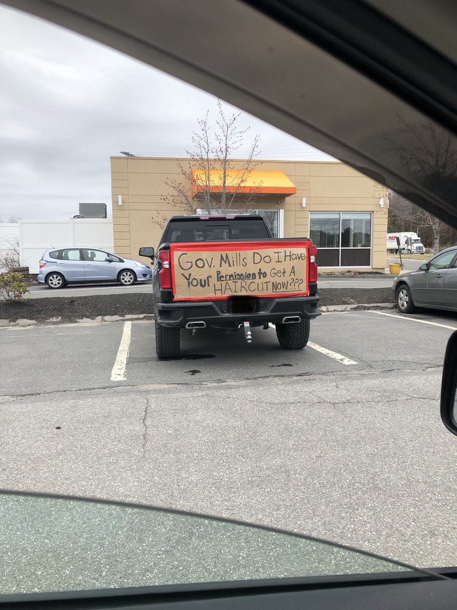 JakeeRoy's tweet photo. Saw this truck the other day, Mainahs are fedup!Ppl of Maine wonโt put up w/ tyrannical government, we never have & never will. #LessGovernment #LessProblems weโre certainly not stupid,weโre not incompetent like our governor, we donโt need a babysitter, โฆ@JanetMillsforMEโฉ https://t.co/DfiQEGk4V5