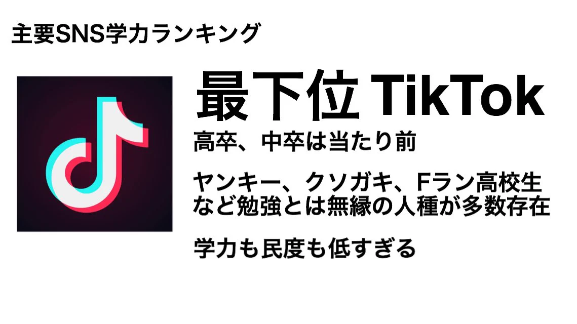 独断と偏見による？主要SNS学力ランキングwww